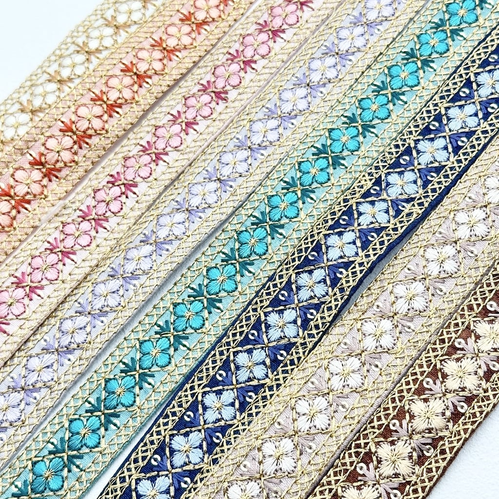 1ロール モザイクミニ[パープル］インド刺繍リボン 1993-1R | インド