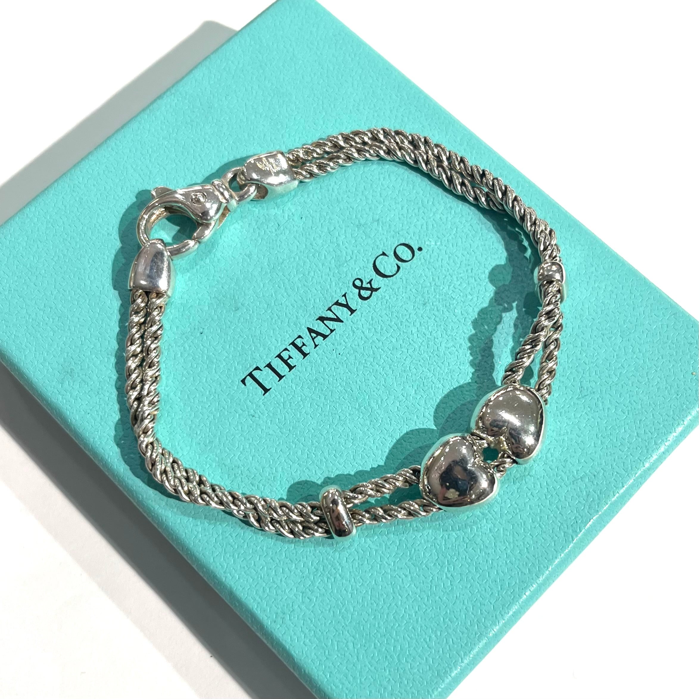 希少モデル【TIFFANY&CO. 】TIFFANY 1957 Wロープハート ブレスレット