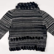 カシミヤ100% DANY DALHAN ダニーダルハン ボーダー デザイン ニット カーディガン 羽織 F/グレー系 レディース