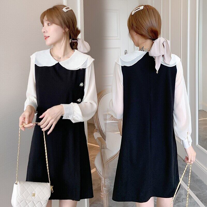 【新作】【送料無料】 268＃マタニティ服春秋シフォン長袖スリミングルーズスタイリッシュドレス妊婦妊婦服 ロング スプリング 春物 オータム 秋物 AL expec354335787543