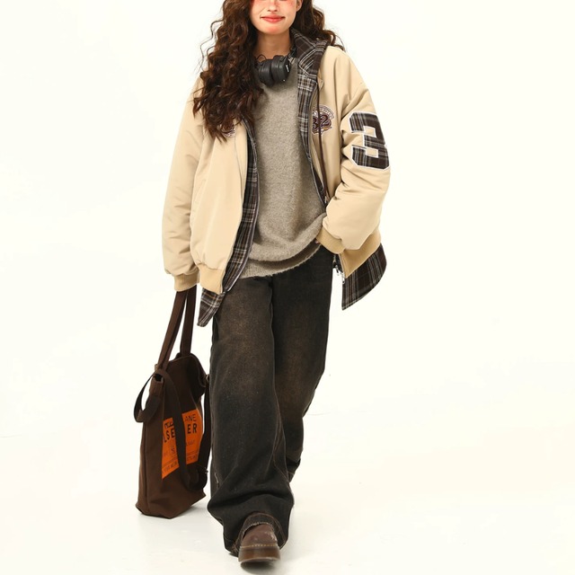 checked hooded number jacket　チェックフードナンバージャケット　J2174