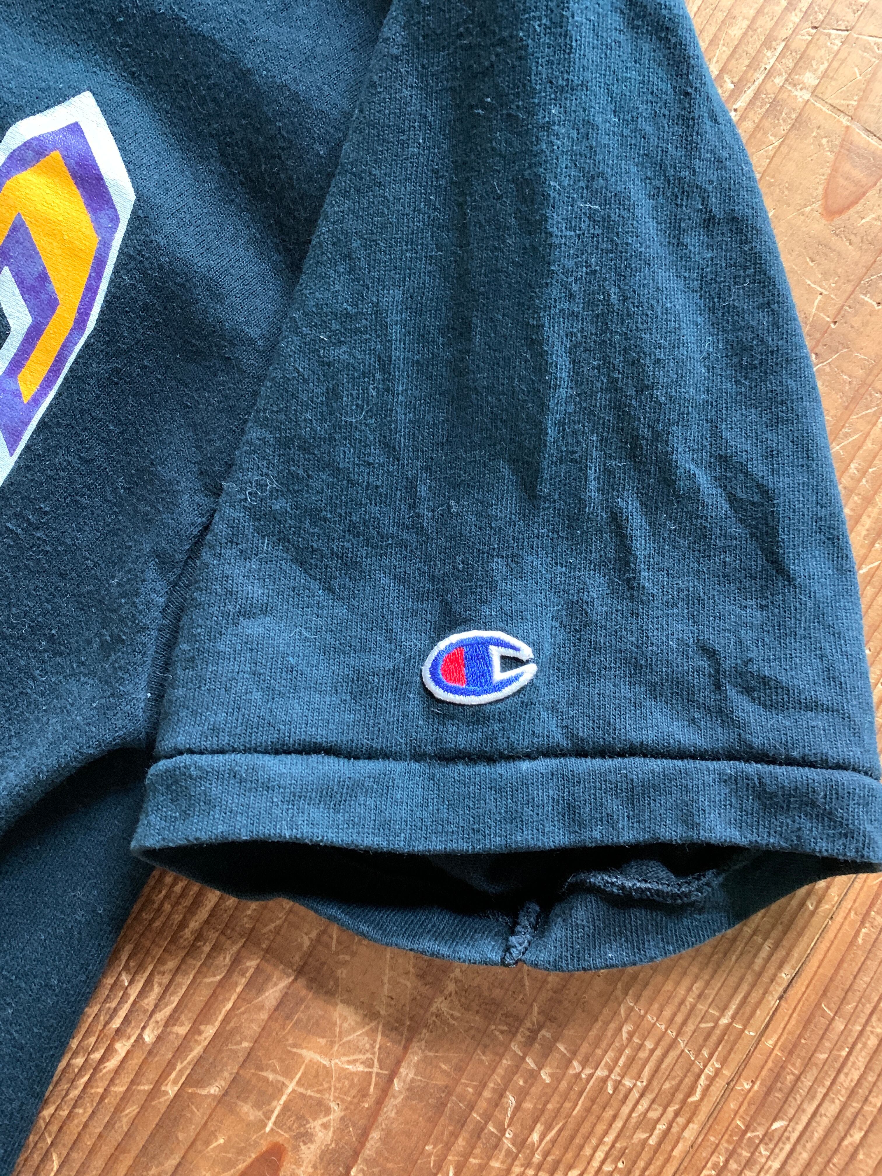 80's トリコタグ チャンピオン ''LOS ANGELES LAKERS'' プリントTシャツ ブラック 表記(L)