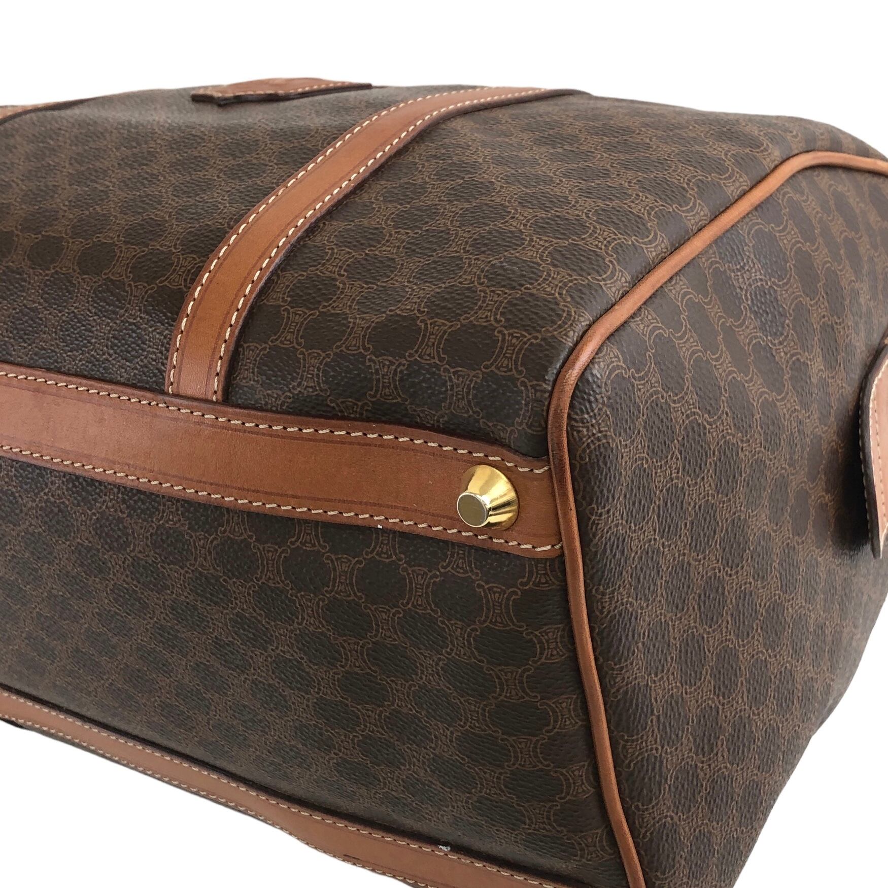 CELINE セリーヌ マカダム ハンドバッグ ブラウン ブラゾン PVCレザー