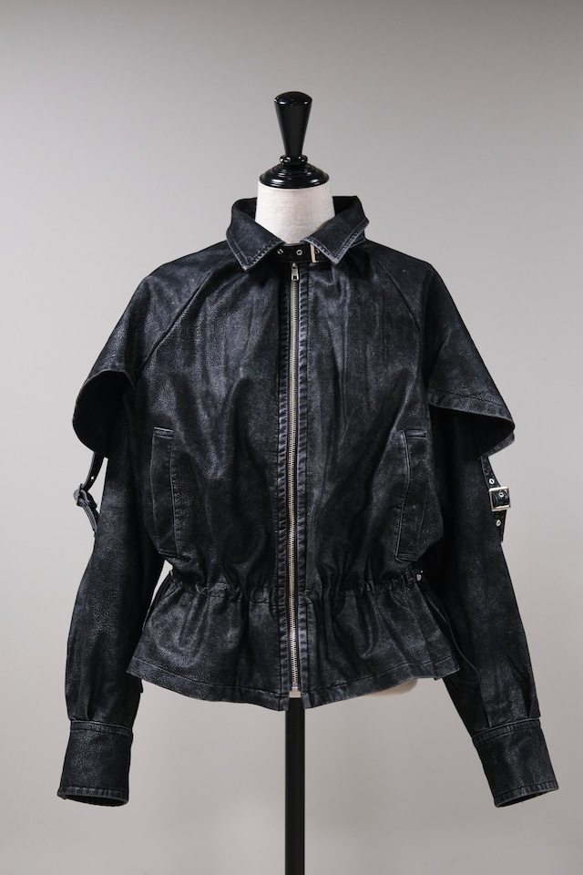 【Tanaka Daisuke】drawstring fade leather blouson