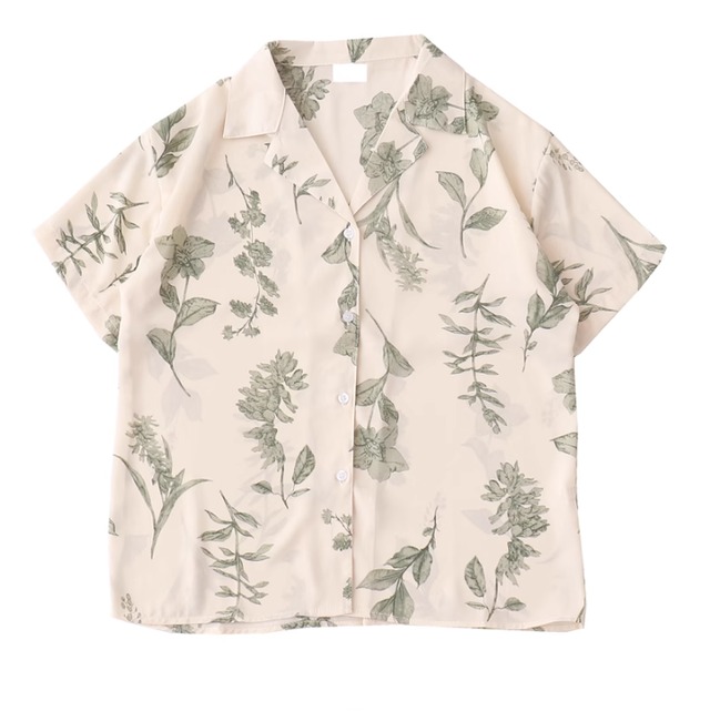 レディース トップス シャツ ブラウス 羽織 前開き 半袖 襟付き ボタン かわいい カジュアル おしゃれ かっこいい ラフ メンズライク マニッシュ ボーイッシュ 存在感 アクティブ リラックス リーフ 春 夏 秋 ロングシーズン お出かけ アウトドア キャンプ イベント リゾート 旅行 海 公園 女子会 休日 バカンス ショッピング コンサート ライブ カフェ フェス 重ね着 楽ちん プチプラ 普段使い 着回し インスタ映え S M アプリコット ベーシックカラー