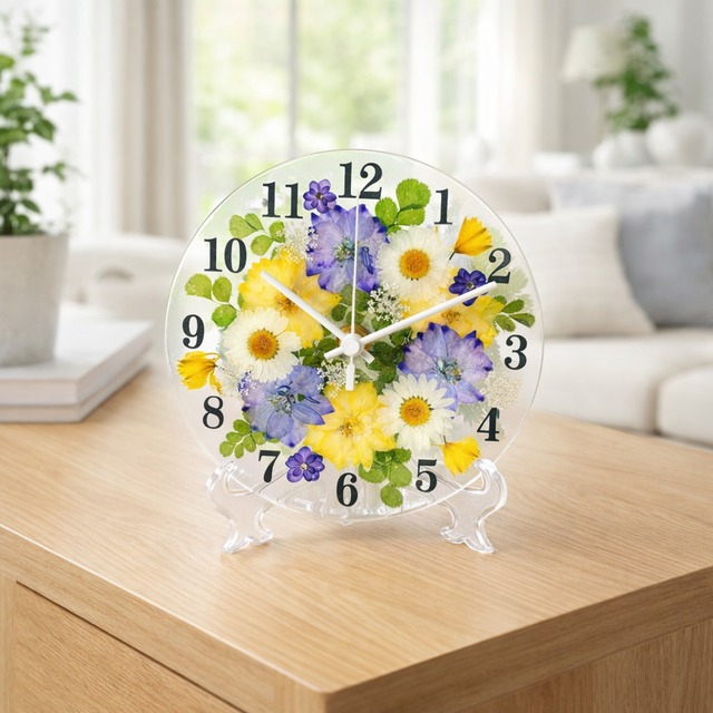 花時計 【ラークスパー・ラベンダー】 φ15cm ハンドメイド ギフト ボックス入り