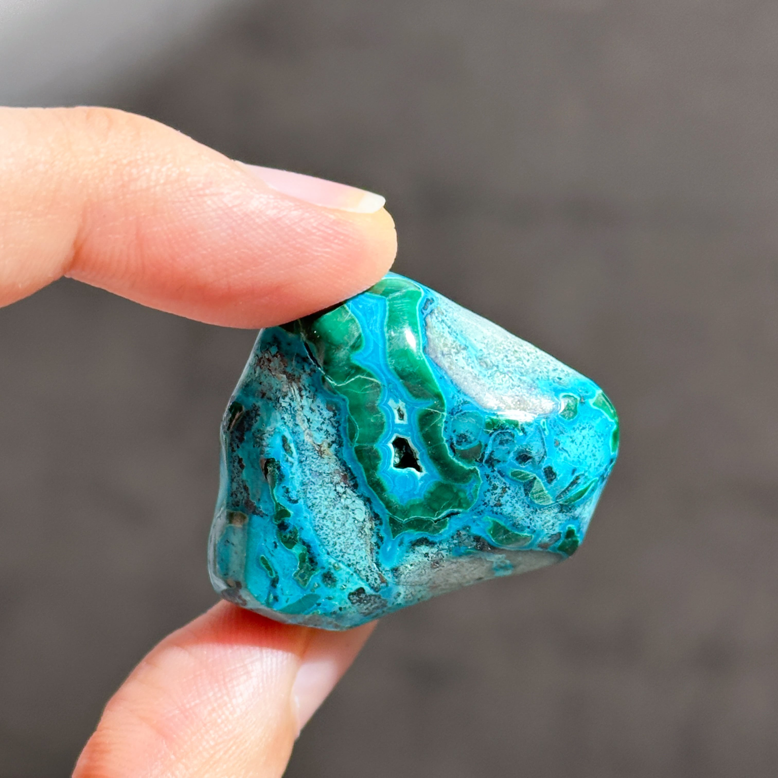 マラカイト with クリソコラ（マラコラ） タンブル43◇ Malachite with