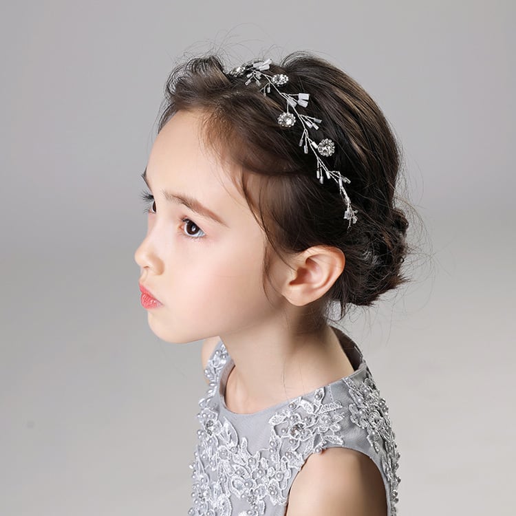 子どもカチューシャ フラワーティアラ ヘアバンド 子供用 フォーマル 髪飾り ヘアアクセサリー キッズ 結婚式 ウェディング 発表会 入園式 卒園式 Elegant