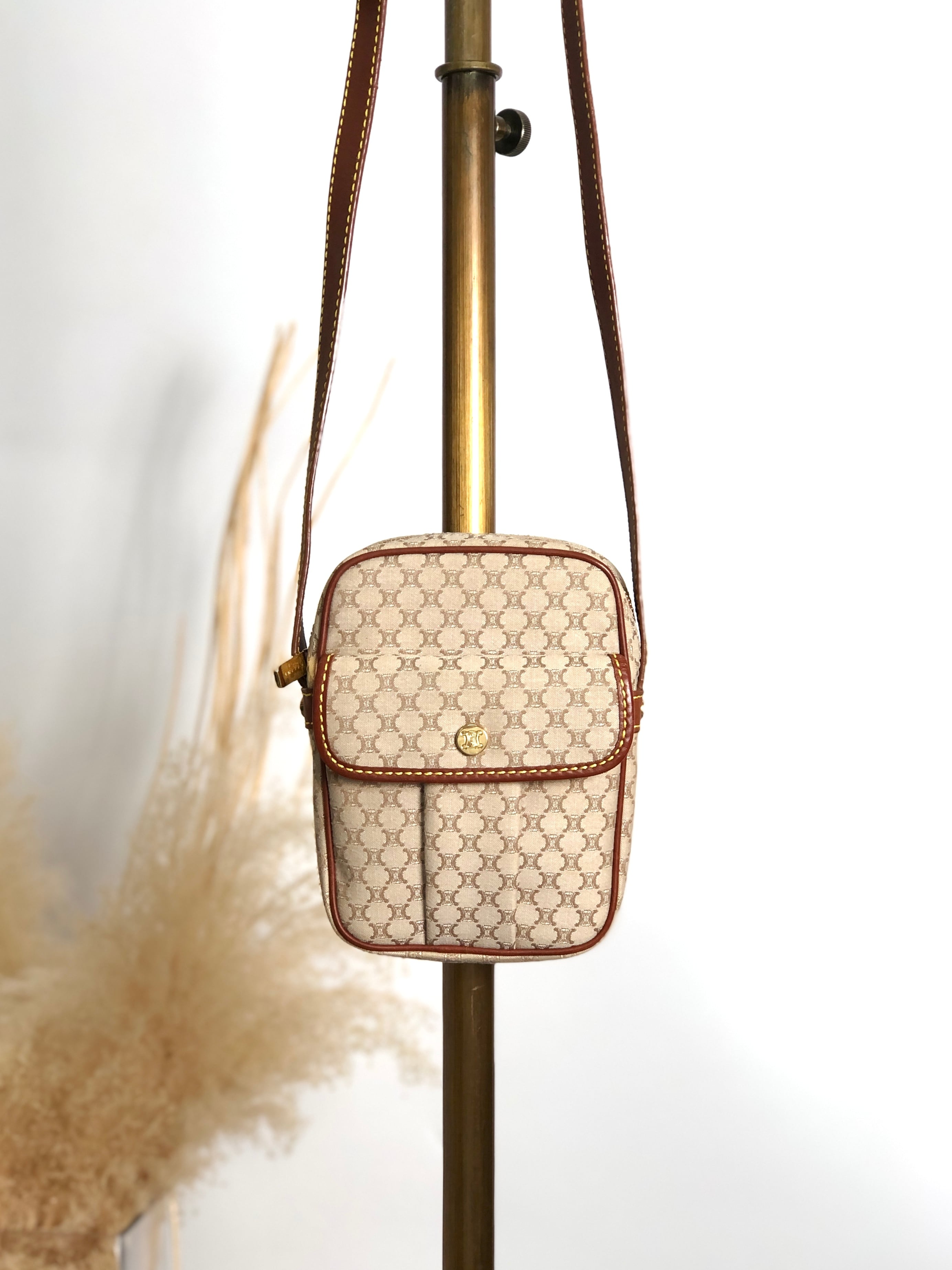 CELINE セリーヌ ブラゾン ショルダーバッグ ベージュ キャンバス ミニバッグ vintage ヴィンテージ オールド yn4w5e