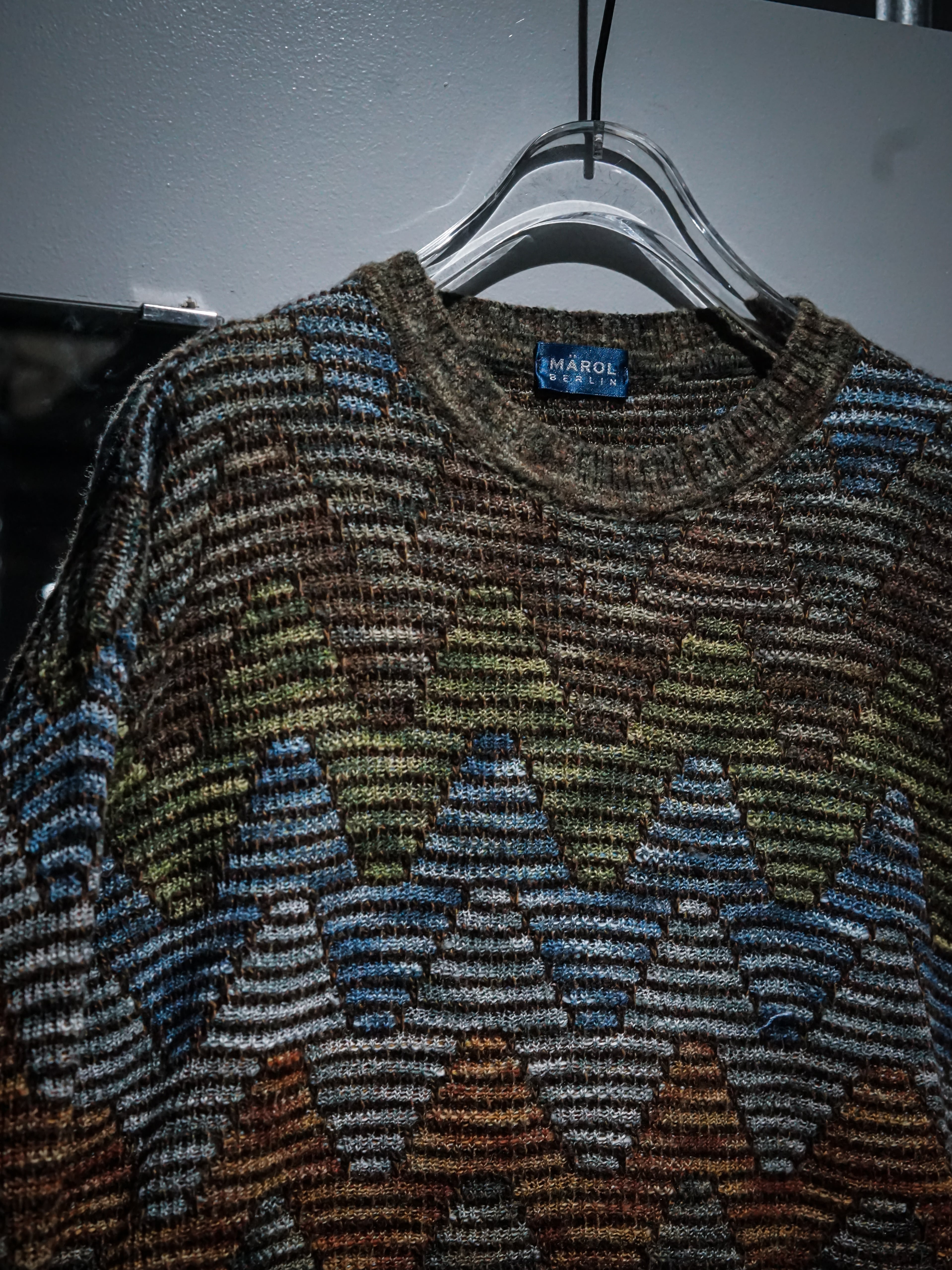 add (C) vintage】Zig-Zag Pattern Euro Vintage Loose Knit | Caka 