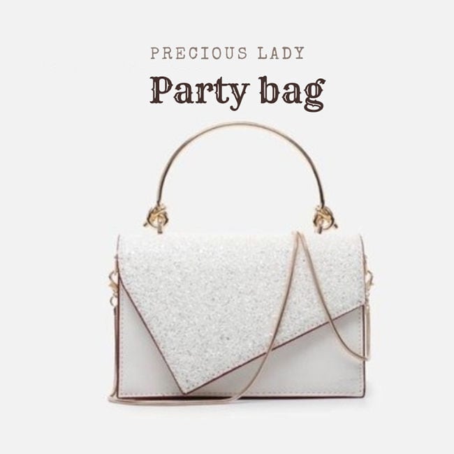 国内即納・即日配送】バッグ レディース ブラック ホワイト ラメ 2way