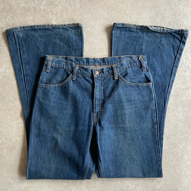 1970s  Vintage Denim Bell Bottom Pants  W34 L34　G510