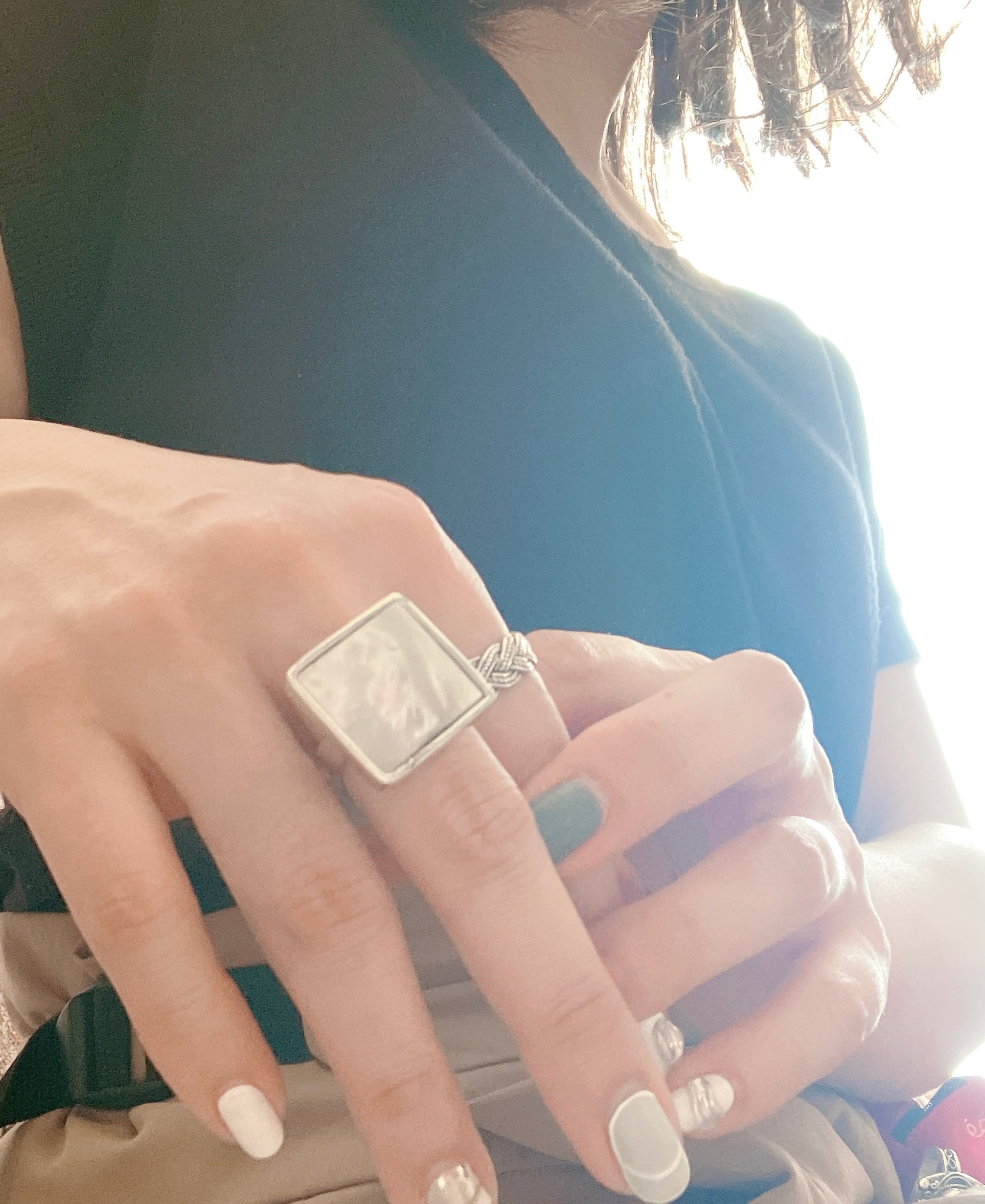 ♯free13　silver ring =square shell=