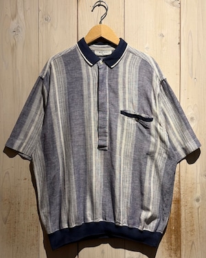 【a.k.a.C.a.k.a vintage】“Gran Sasso”Multiple Color Stripe Euro Vintage S/S Linen Polo Shirt
