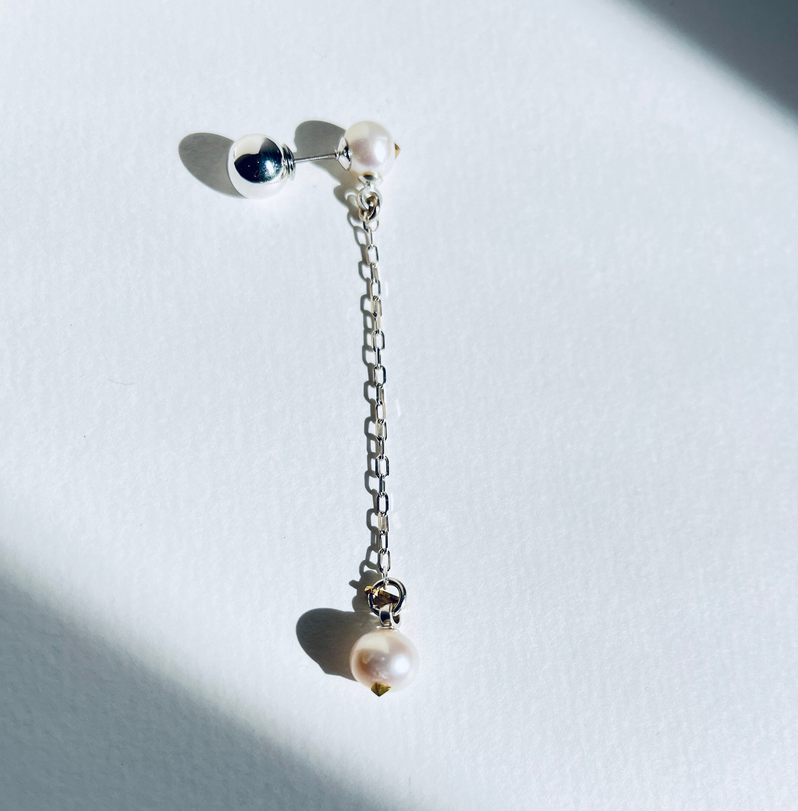 pearl chain earring 片耳ピアス