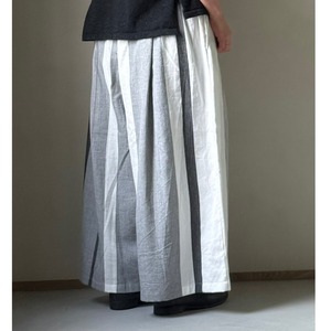 1) ワイドパンツ ロング ポケット コットン  WH/GY●  玉木新雌 tamaki niime