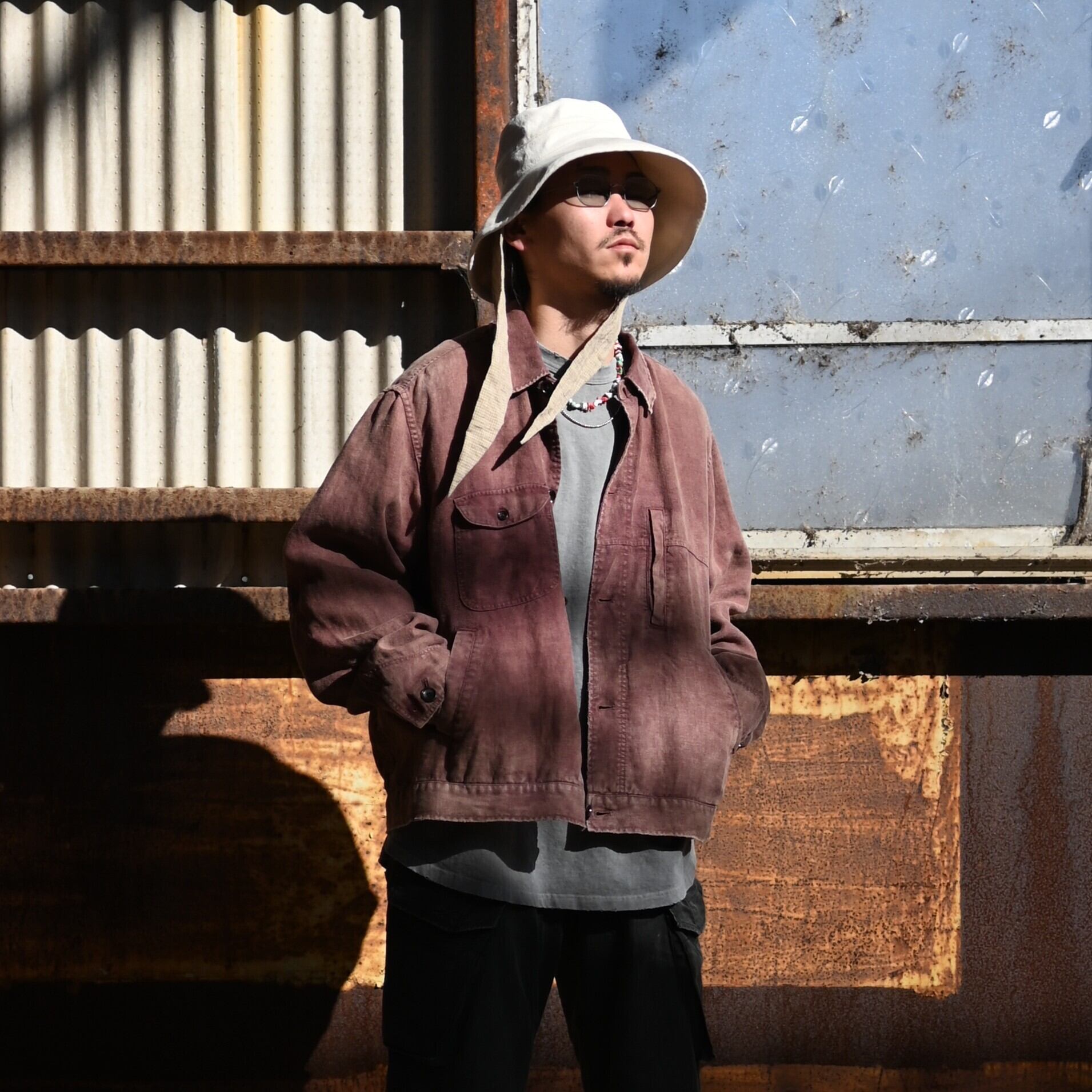 ANACHRONORM / FADED SULFUR DYED LINEN UTILITY JACKET | GANKO