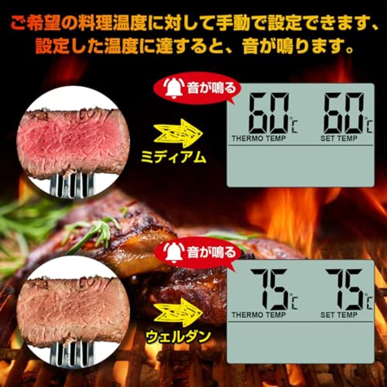 ThermoProサーモプロ クッキング料理用オーブン温度計デジタル ミルク コーヒー 肉 揚げ物 食品 燻製などの温度管理用キッチンタイマーとアラーム機能TP16