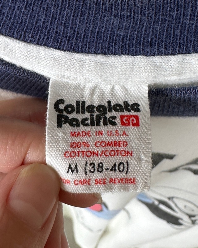 -Disney- Vintage 80s M Mickeymouse Print Ringer T-Shirt made in USA