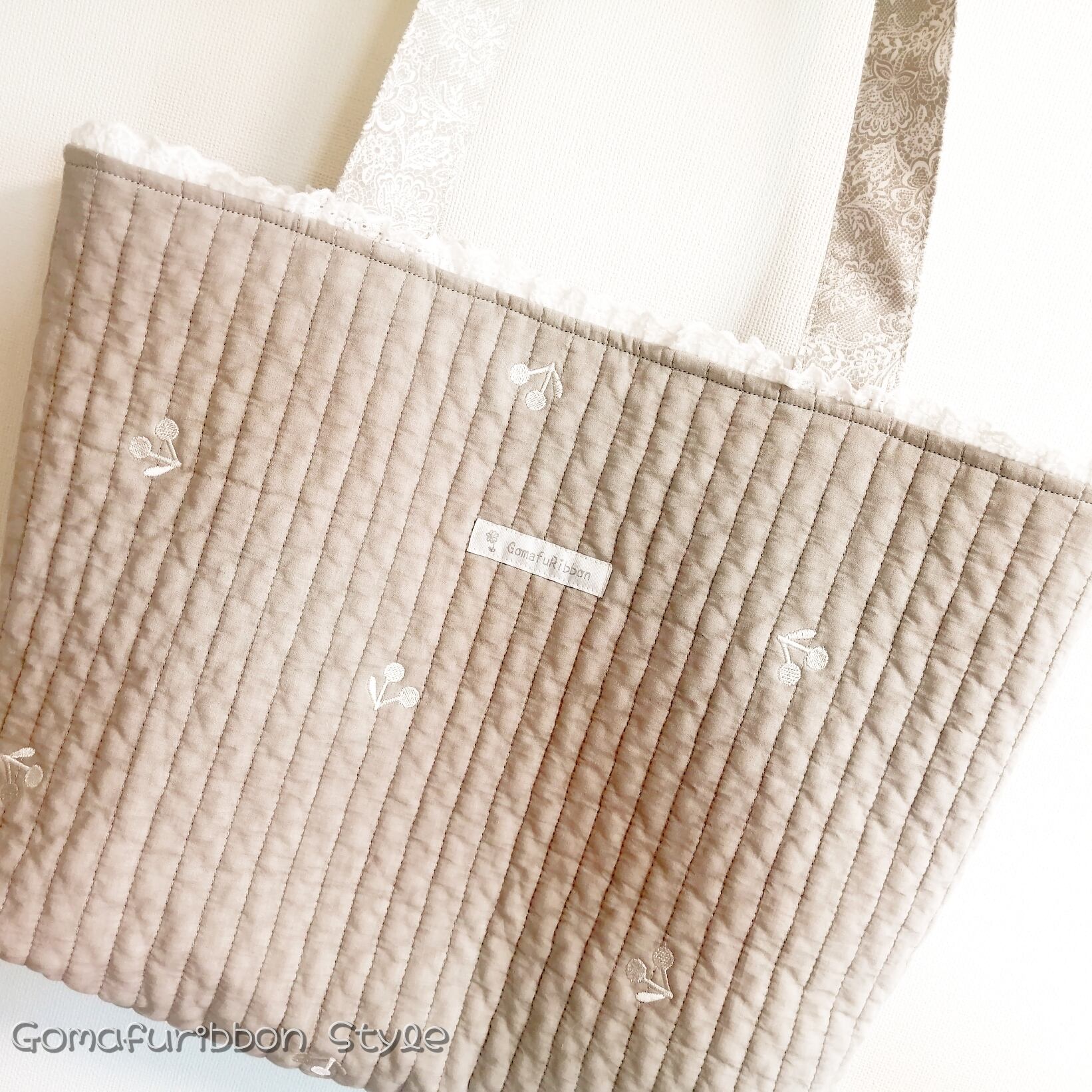 たっぷりヌビバッグ グレー さくらんぼ