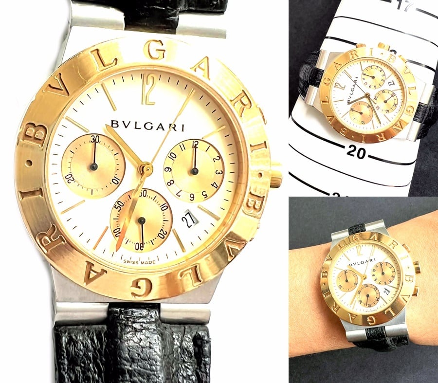 BVLGARI ブルガリ K18 YG ゴールド コンビ ディアゴノ クロノグラフ