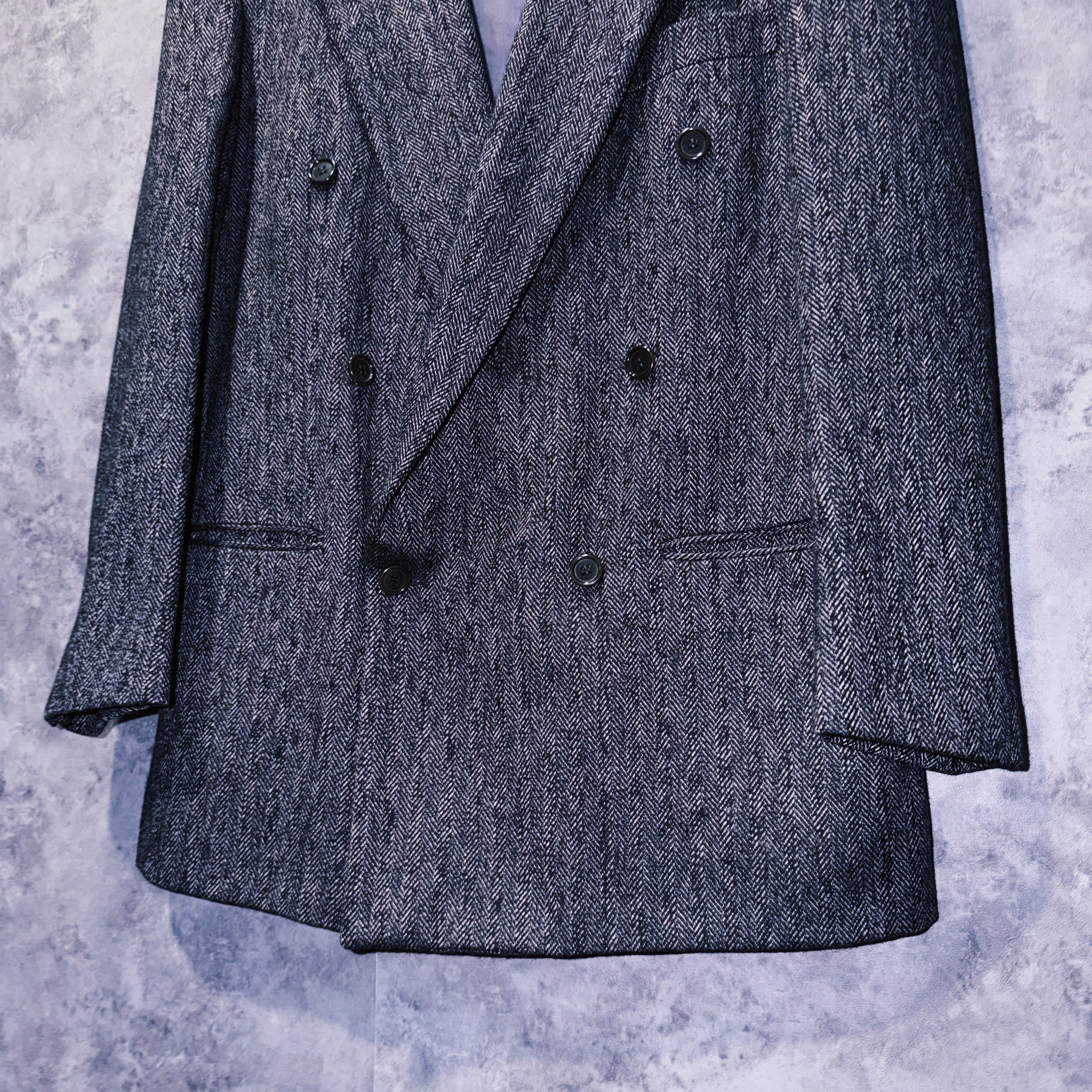 doppio】90's vintage grey color six botão double breasted set up
