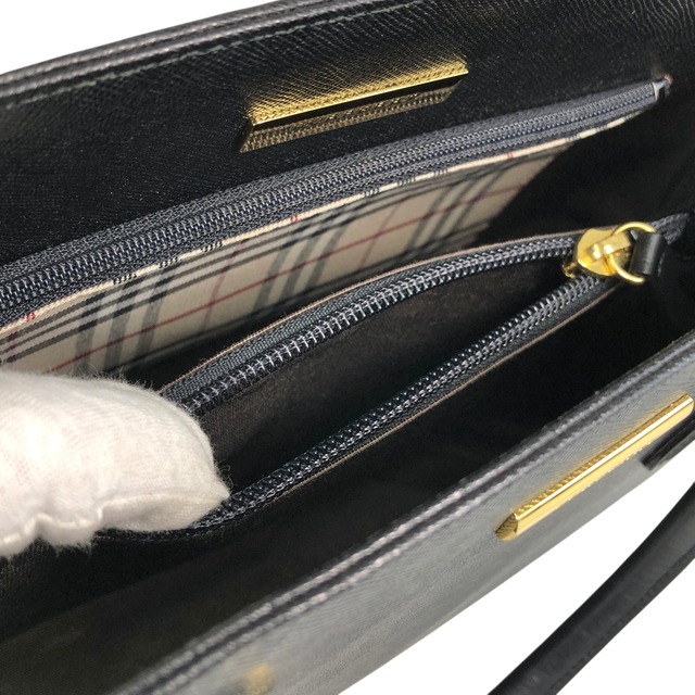 BURBERRY バーバリー ハンドバッグ ブラック ロゴ レザー vintage ヴィンテージ オールド imtu4e