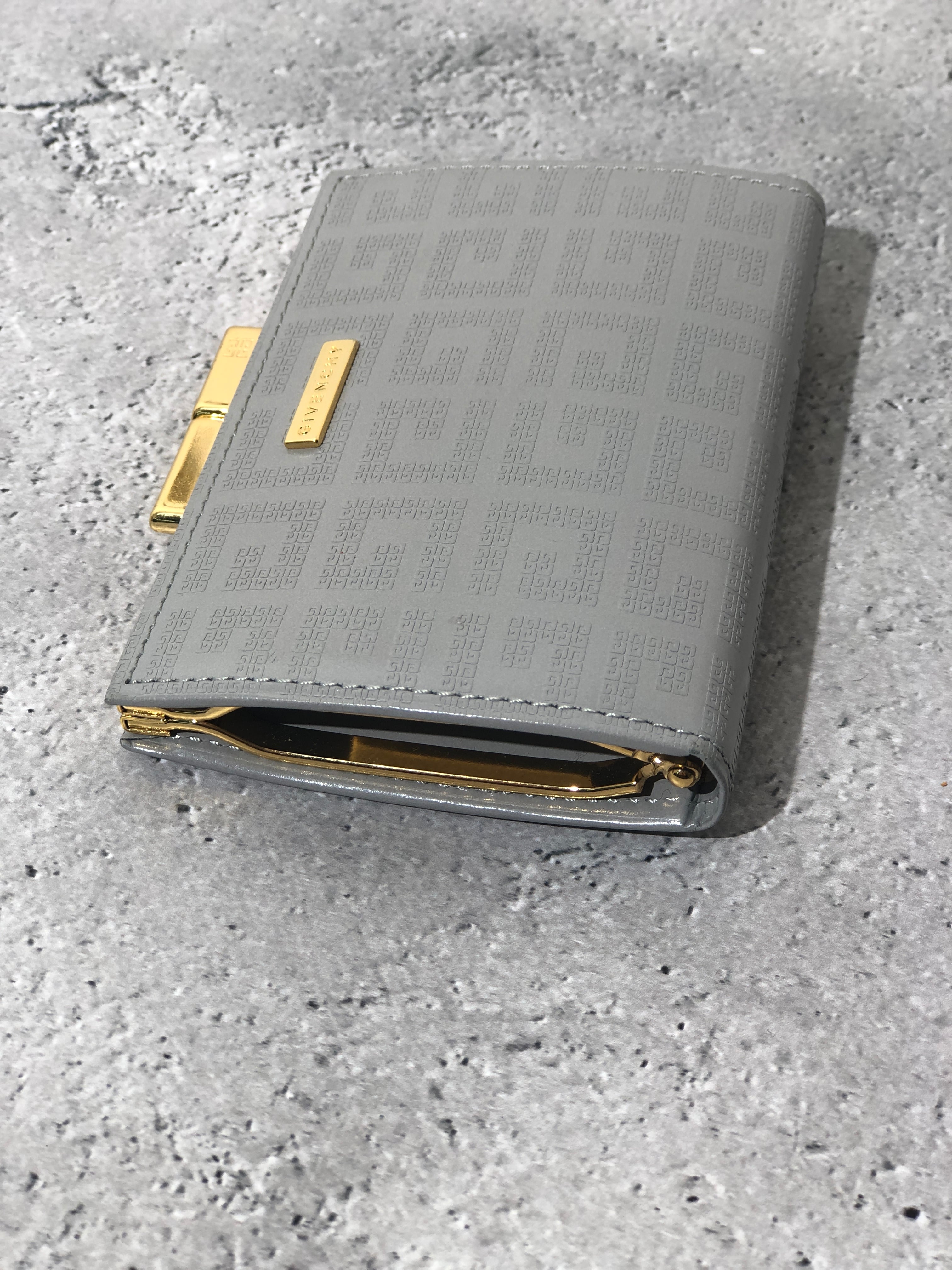 GIVENCHY ジバンシィ 総柄 財布 グレー レザー がま口 vintage