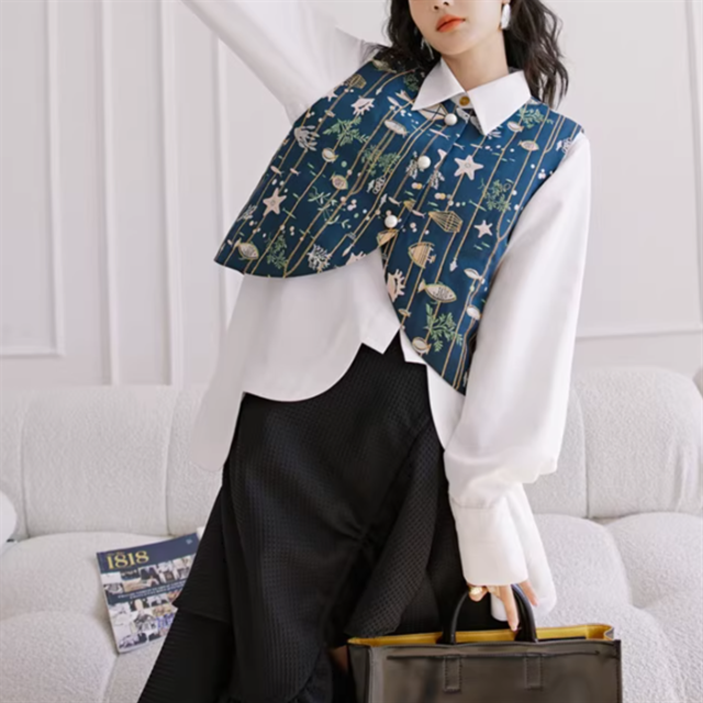 マリンプリントショートベスト　10592