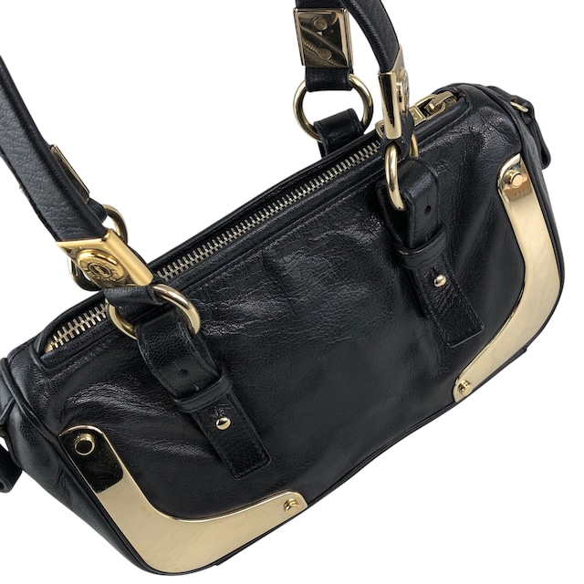 Yves Saint Laurent イヴ・サンローラン トートバッグ ブラック レザー 金具 vintage ヴィンテージ オールド 3tiyps