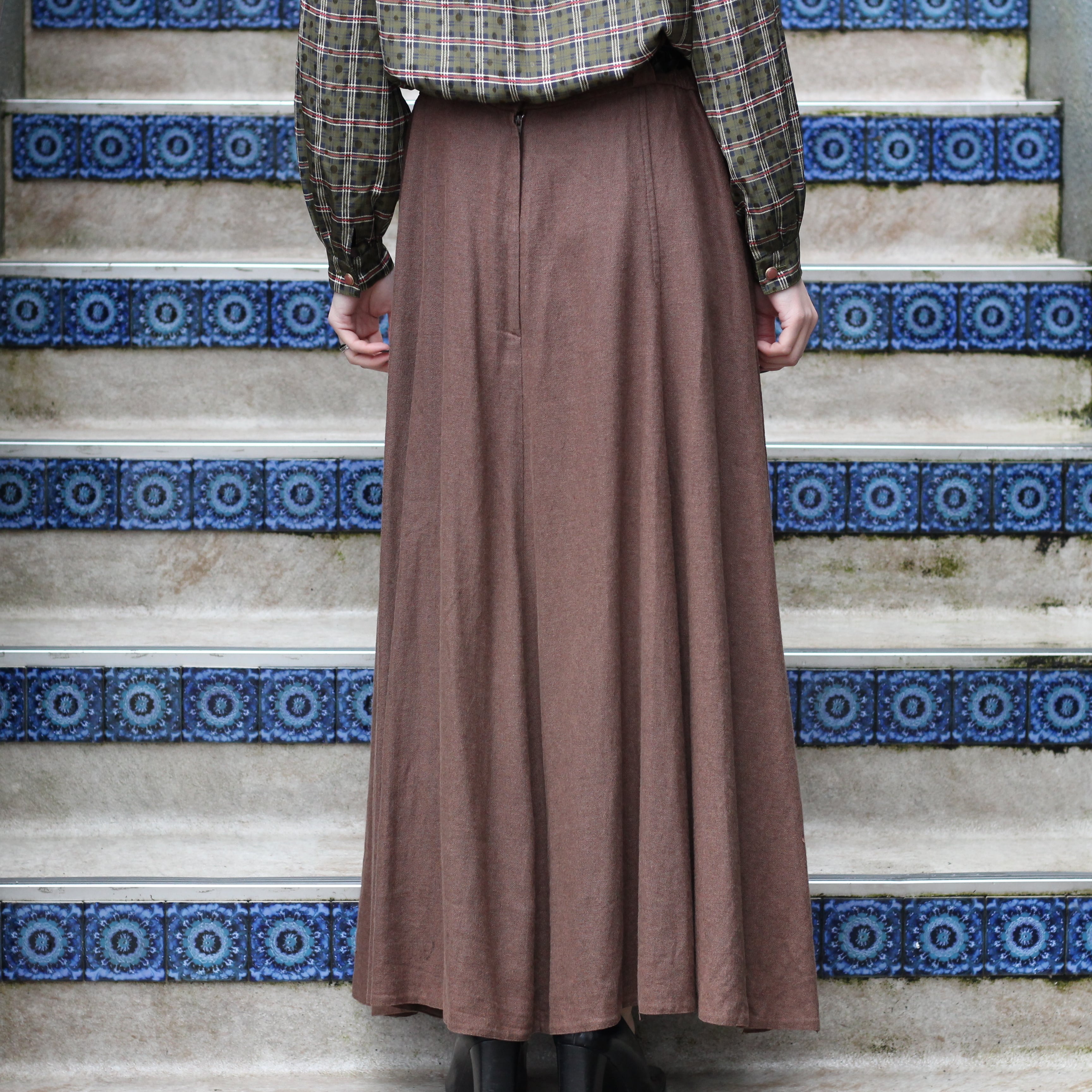 EU VINTAGE LINEN TYROLEAN LONG SKIRT/ヨーロッパ古着リネン