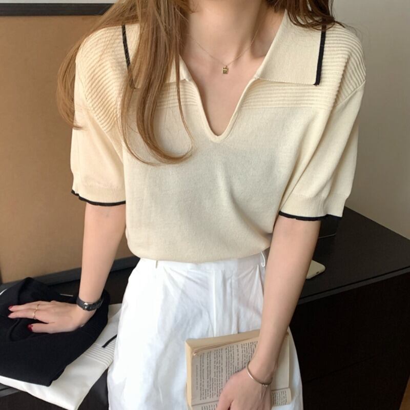 カラーセーター レディースサマースタイルカジュアルTシャツ トップス 夏物 YY-ファッション79408506841