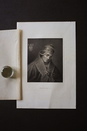 19世紀 フランス 45c 伏せ目のローマ教皇と銅版画 インノケンティウス2世 アンティーク