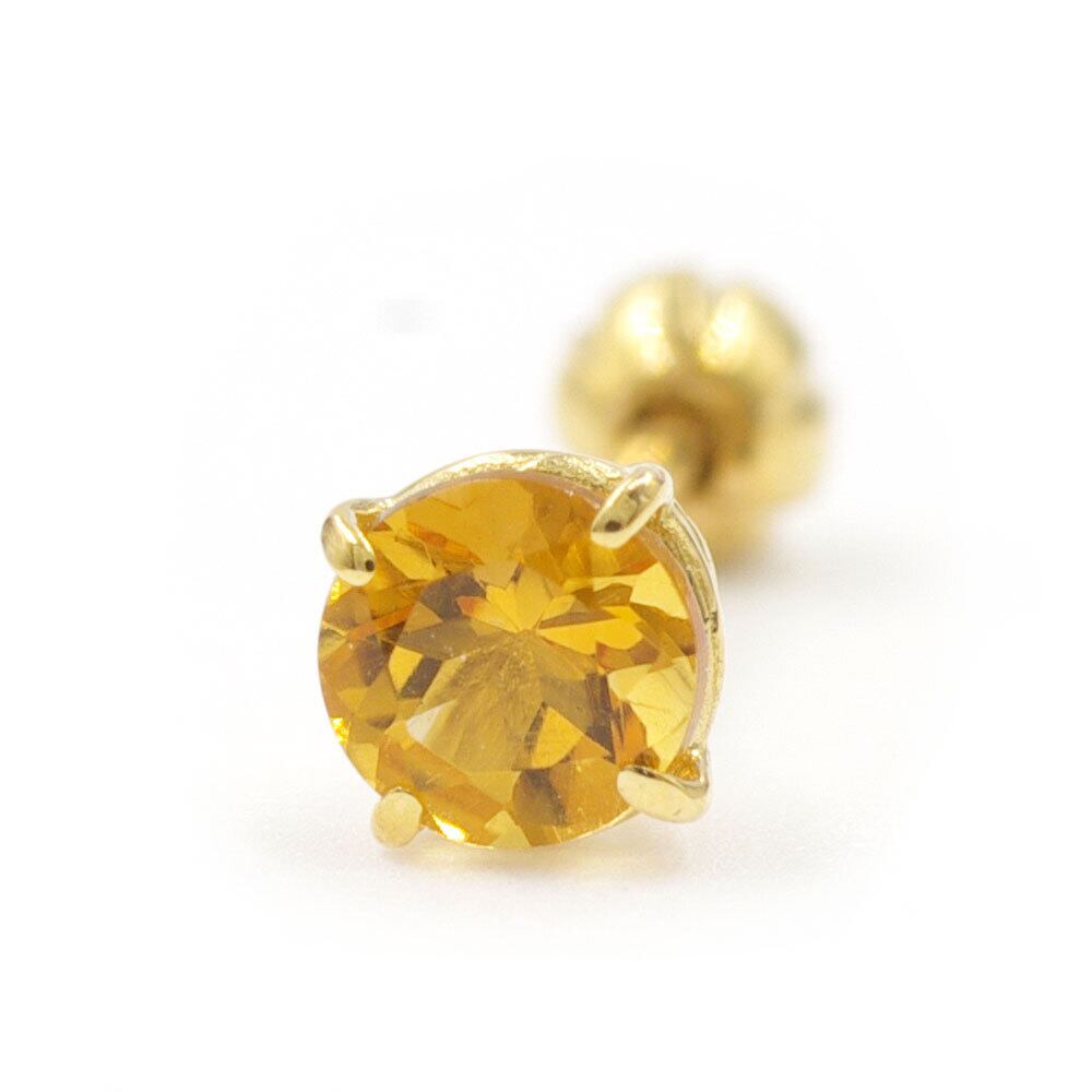 S925製 18KGP シトリン 8×6mm 天然石 ピアス ピアス（スタッド・一粒 