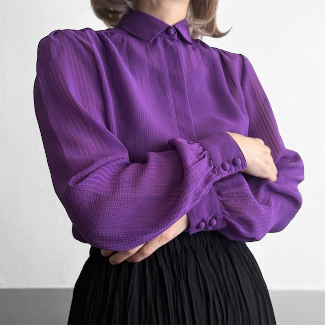 Purple Sheer Striped Blouse