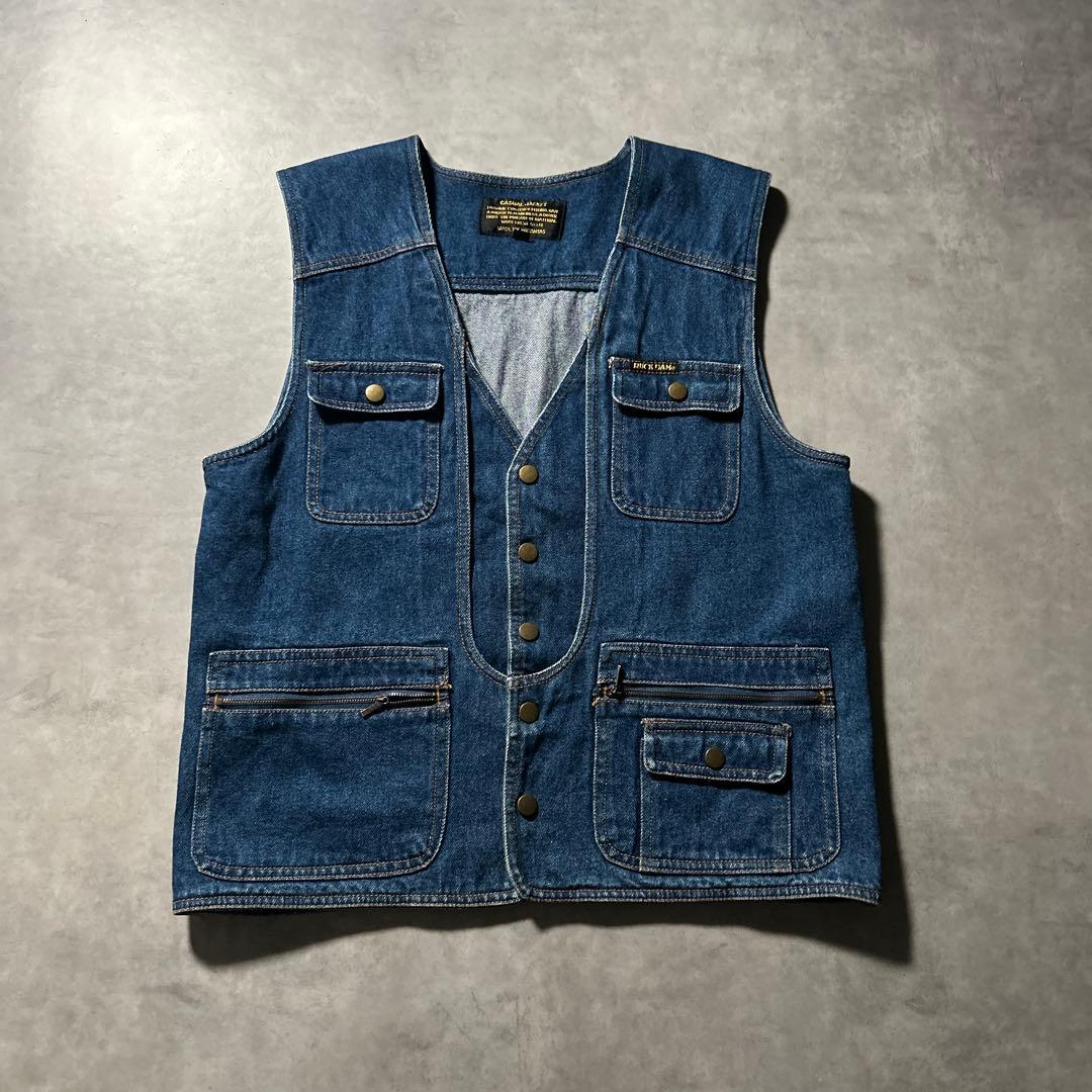 ヴィンテージ デニム スナップボタン マルチポケット ベスト ハンティング