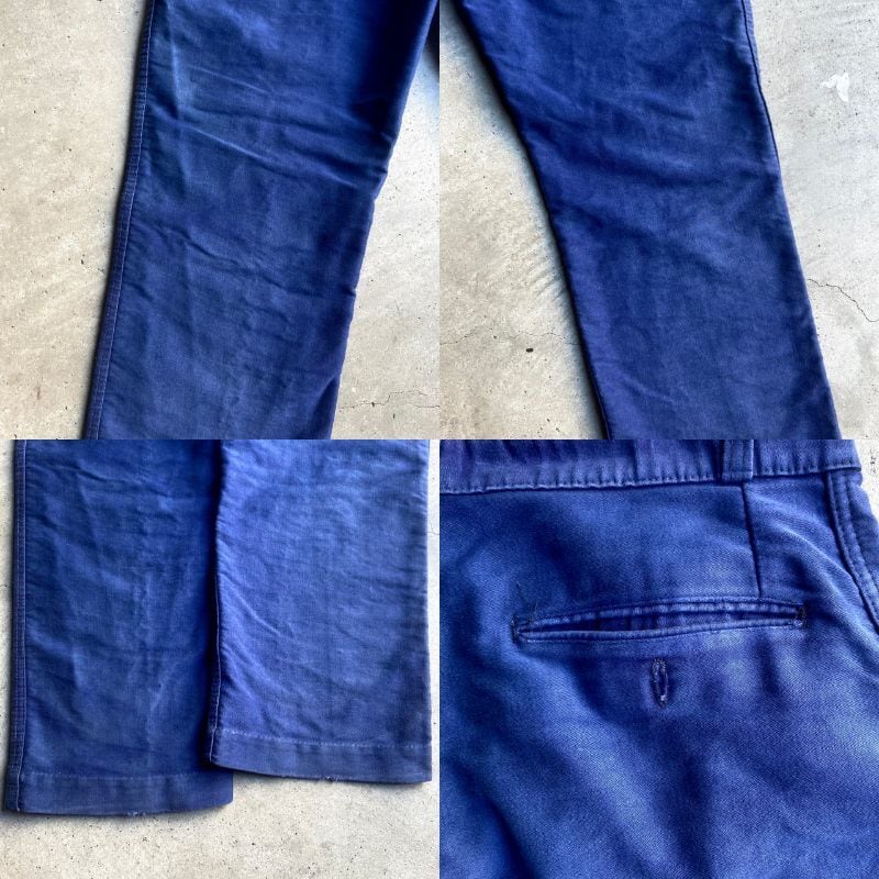60年代 DUBURE&DEVERCHERE ブルー モールスキン フロントホック