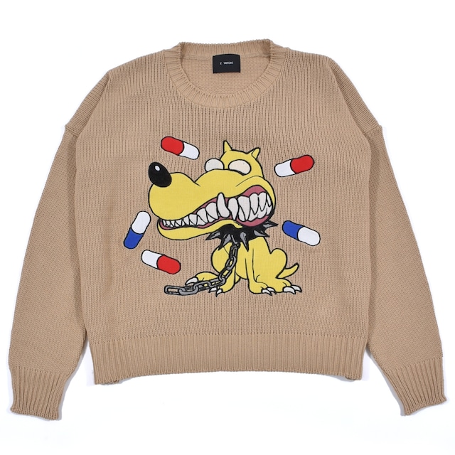 【ZAC VARGAS】monster knit 'MAD DOG'-YELLOW(4色展開)