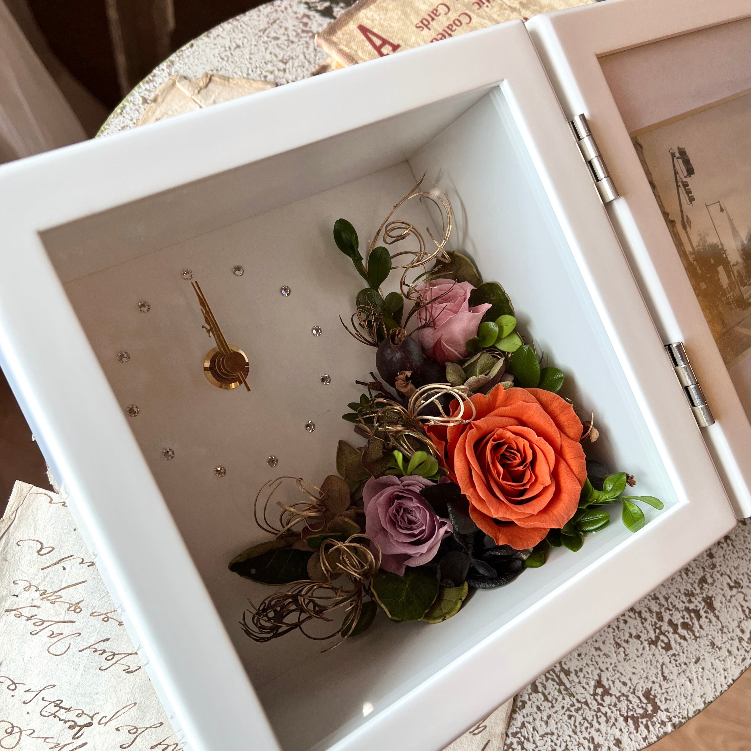 ᕷ2wayᕷ プリザーブドフラワー 文字入 ベージュゴールド ᕷ2wayᕷ プリザーブドフラワー 文字入 ベージュゴールド 名入れ