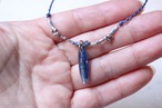 カイヤナイトのネックレス　サファイア/マクラメコード