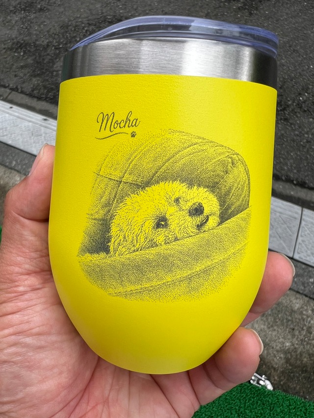 【蓋付き】うちの子オーダーメイドタンブラー表裏2面彫刻用　（414ml）｜保温・保冷対応　プレゼント