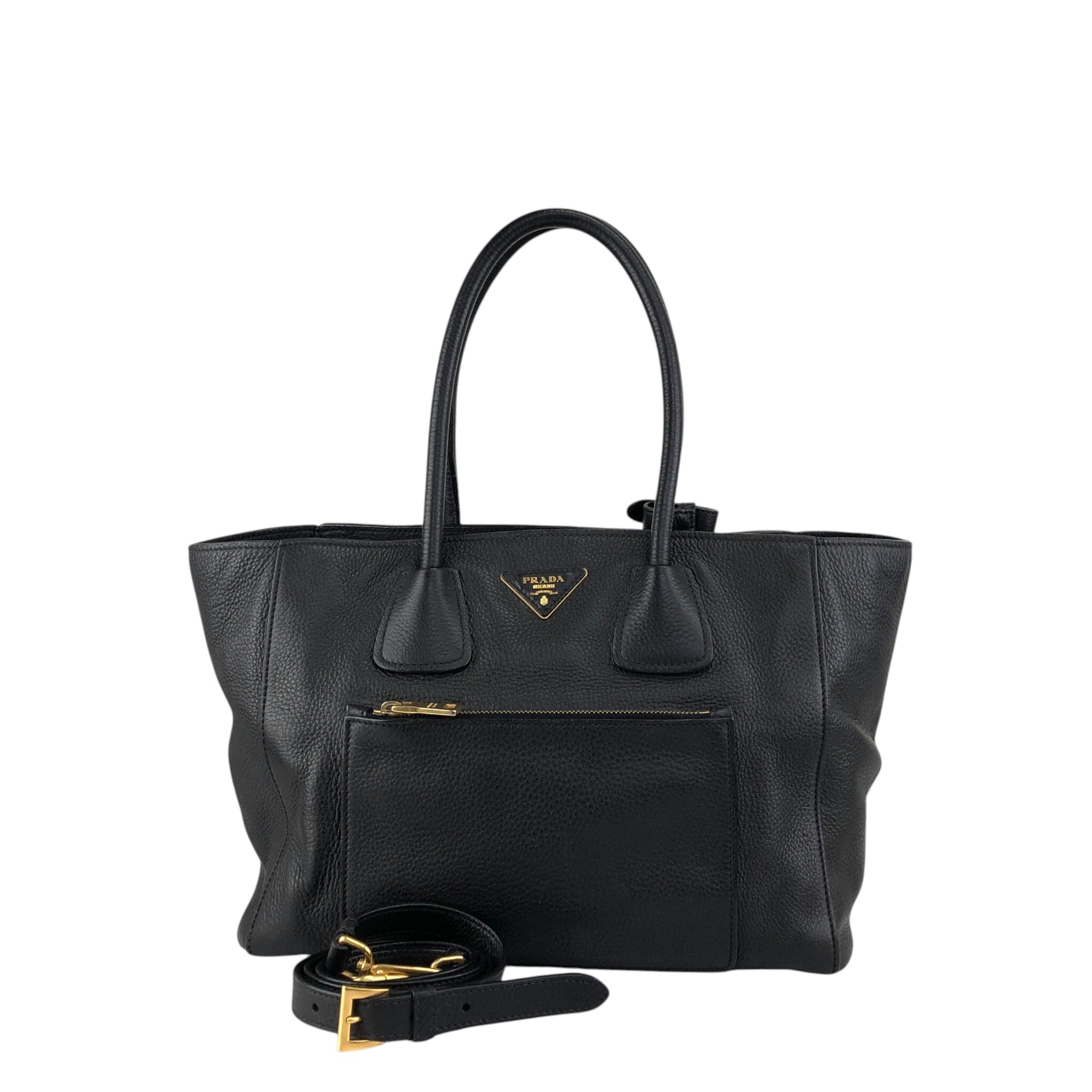 PRADA プラダ ショルダーバッグ ブラック トライアングルロゴ レザー