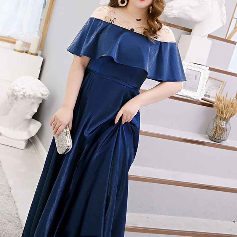 3XL〜7XL】フリルオフショルダードレス D1600 | 演奏会・ステージ