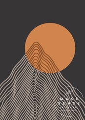 Precise｜太陽と山をレトロに描いたボヘミアンミニマルアートポスター｜北欧・ナチュラル空間に映える温かいデザイン｜ A4ポスター