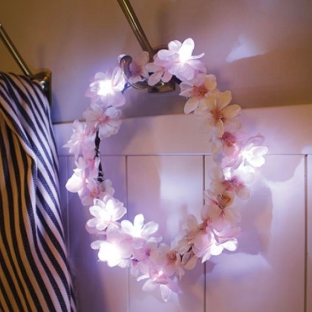 cherry blossom wreath LED mood light / チェリーブロッサム フラワー ルームライト 壁掛け 桜 照明 韓国 雑貨