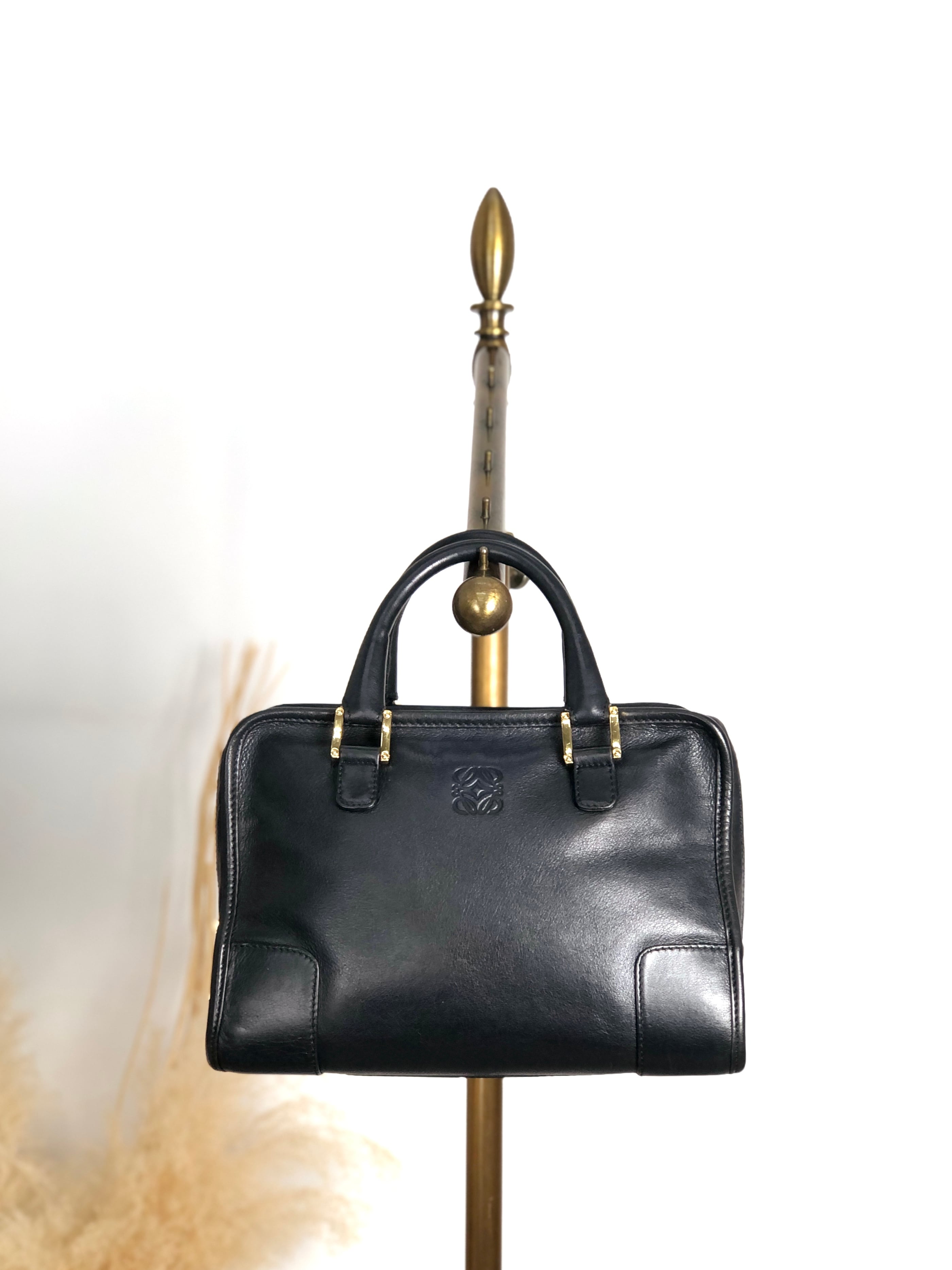 LOEWE ロエベ アマソナ ハンドバッグ ブラック アナグラム レザー ミニ