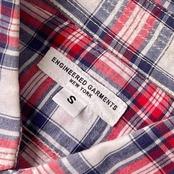 USA製 ENGINEERED GARMENTS NEW YORK エンジニアドガーメンツ チェック 猫目ボタン 山ポケ 長袖 ワークシャツ S/レッド×ブルー系 メンズ