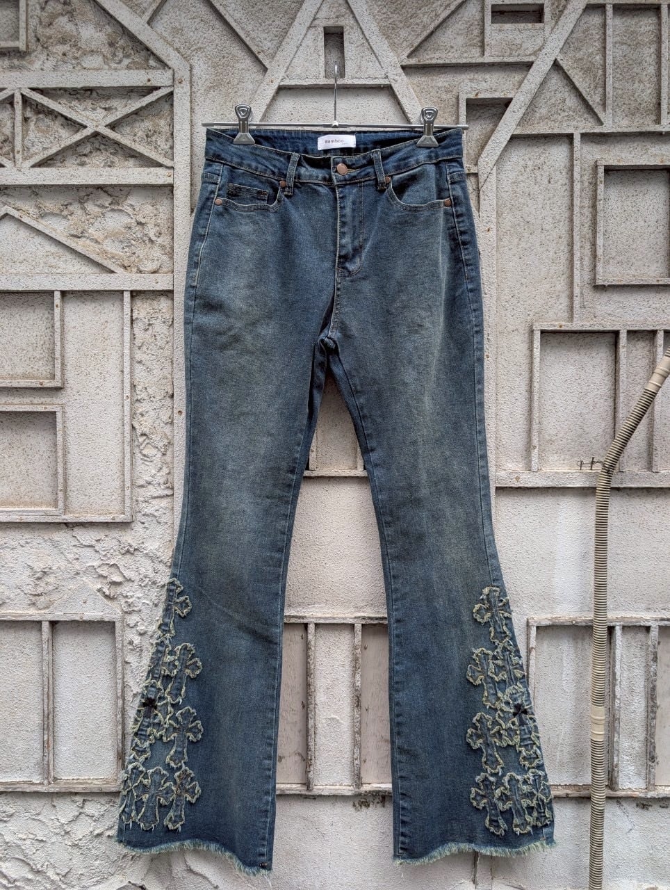 "CROSS DESIGN" flare denim pants