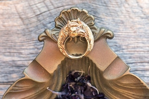 TWO FACE HORSE RING K10 GOLD DIAMONDS