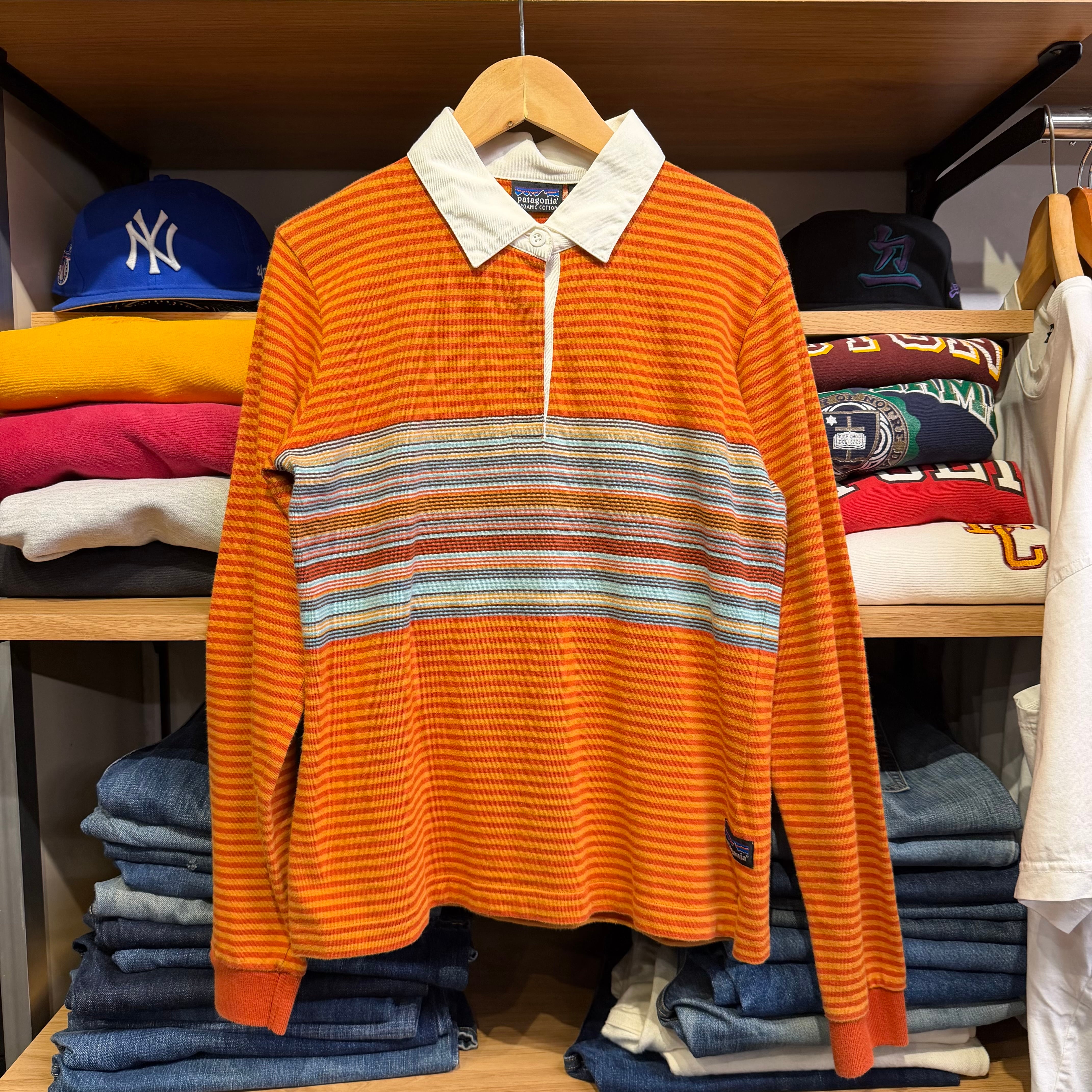 00s patagonia ボーダーラガーシャツ　オーガニックコットン 00s patagonia レディース ラガーシャツ ボーダー オーガニック